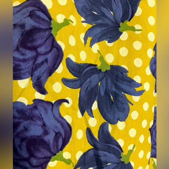 Women's Vintage Rene Rene Yellow and Navy Floral Mini Skirt size 0 - Picture 3 of 6
